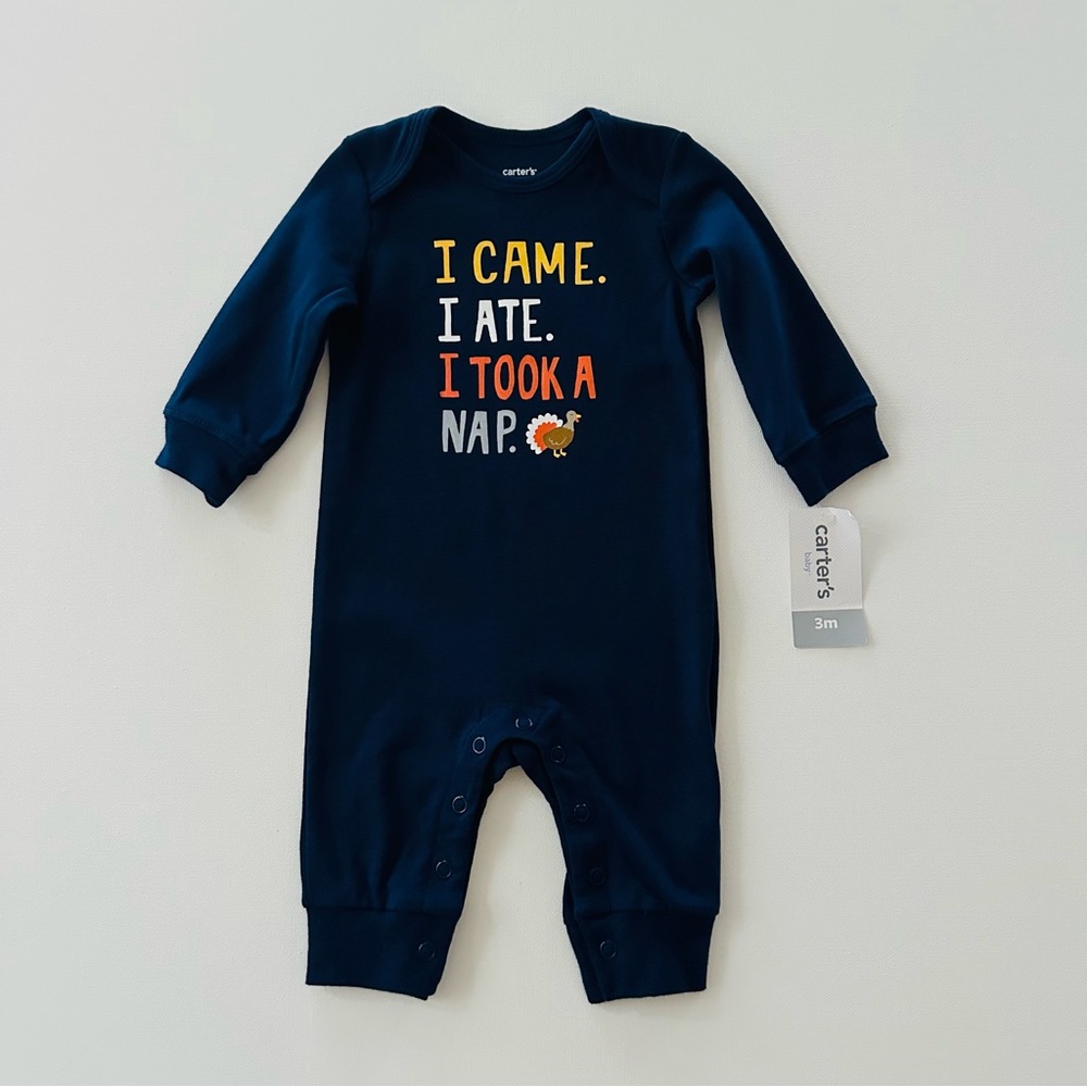 Carter's 3 Months Baby Boy Turkey Romper Thanksgiving Jumpsuit NWT